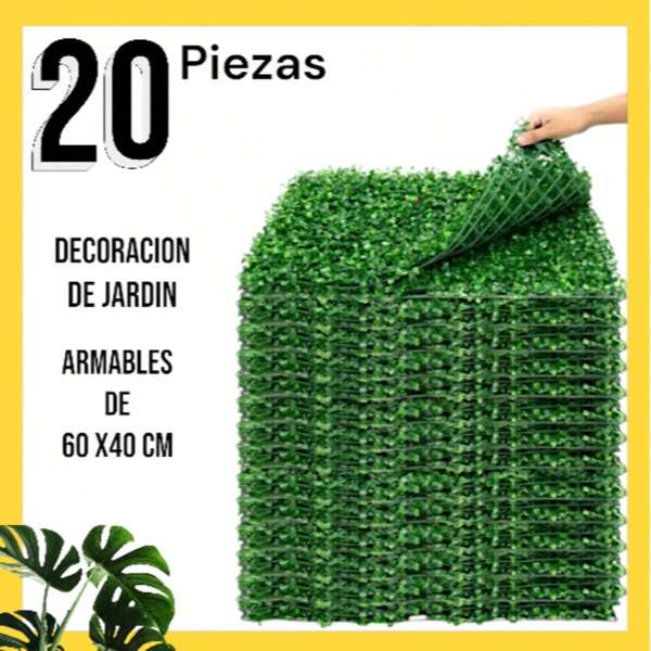 20 piezas De Muro Verde Follaje Artificial Armable Para La Decoración De Su Hogar Jardin