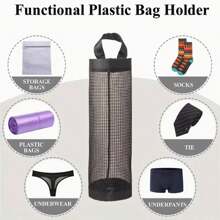 1 Giá đựng túi đựng đồ tạp hóa bằng lưới có thể gấp lại, Hộp đựng túi nhựa thoáng khí, Hộp đựng túi đựng rác nhà bếp có móc treo - Nhiều màu - Xem 5