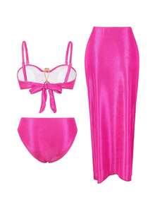 女士两件套泳衣套装（含裙摆），夏季