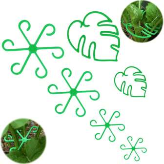 6pcs Green Reusable Plant Stem Supports, Monstera Plant Support, Plant Propagation Buddy, Sturdy Houseplant Accessories, Stable Leaf Buddy Plant Support Stakes