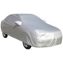 Silver Tone 170T Car Cover, Outdoor Anti-Scratch Heat Resistant Waterproof Car Covers For Automobiles All Weather Season UV Protection Snowproof Outside Full Cover Universal Up To 190'' - Silver - View 4
