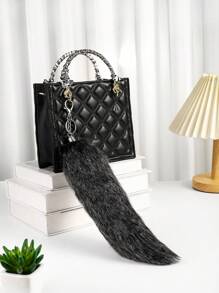 全新时尚仿狐狸尾巴包饰，1 件各式蓬松仿毛流苏钥匙扣，手提包吊坠配件，适合日常使用，送给朋友的绝佳礼物 - 彩色 - 查看 7