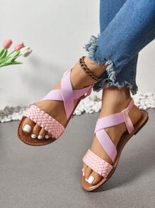 New Spring/Summer Fashion Women Slip-On Slide Slippers, Roman Style Slip-On Sandals In Black, Beige, Brown Colors, Casual Flat Slides, Solid Color Thick Braided Comfortable Beach Sandals, Blogger Recommended Thick Sole Sandals, Summer Beach Shoes, Elegant Buckle Low Heel Round Toe Slides, Odor-Resistant Non-Slip Simple Outdoor Slippers, Versatile Flat Slip-On Women Sandals