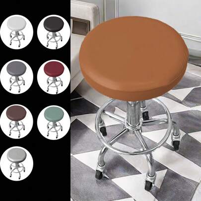 1/2/4/6 件圆形椅套，PU 皮革圆形凳套，适用于旋转可调节实验室凳，适合室内和室外