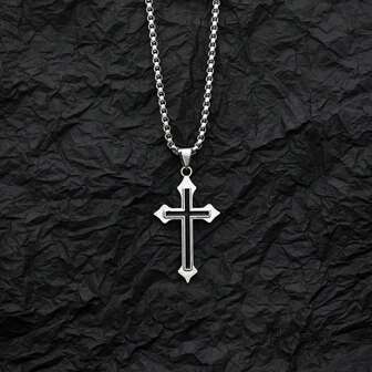 1 pièce Collier pendentif croix unisexe, bijou accessoire pour couple, étudiant, hip hop