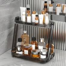 1 pieza Estante de almacenamiento transparente de cocina de 2 niveles con diseño elegante y lujoso, organizador multifuncional para cosméticos y artículos varios de baño - muchos - Ver 4