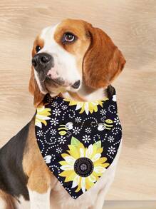 Set aleatorio de 5 piezas de pañuelos triangulares ajustables con diseños de frutas de Hawái de primavera y girasoles de verano para perros pequeños, medianos y grandes, y gatos - Multicolor - Ver 5