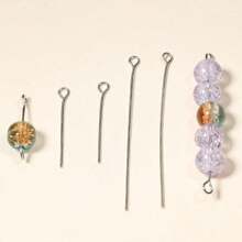 200pcs Nine-Character Needle Box Decoration Accessories String Bead Needle 30mm-50mm Bendable Nine-Character Needle DIY Bracelet Necklace Earring Accessories Handmade Ornaments Accessories Ornaments Pendant Accessories Bead String Materials - Head Pin - View 3