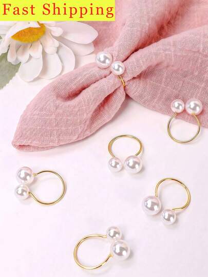 6 Stücke Servietten Ringe im Faux Metall Perlendesign (kleine Größe), dekorative Serviettenringe für Geburtstag, Landhausstil, Hochzeit, Restaurant, Hotel, Valentinstag, Bankett, Buffet Tischdekoration, Party Favors, Heim Küchentisch Deko, Weihnachtsdekoration