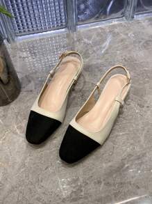 Women's Square-Toe Round-Toe Buckled Thick Heel Sandals, Fashionable Casual Versatile For Party Outdoor Wear, 2025 Spring & Summer New - Beige - View 5