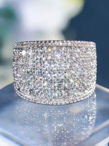 1pc Exquisite Cubic Zirconia Ring, Suitable For Women, Suitable For Weddings, Engagements, Anniversaries, Parties, Valentine's Day And Other Occasions - 1# - View 12