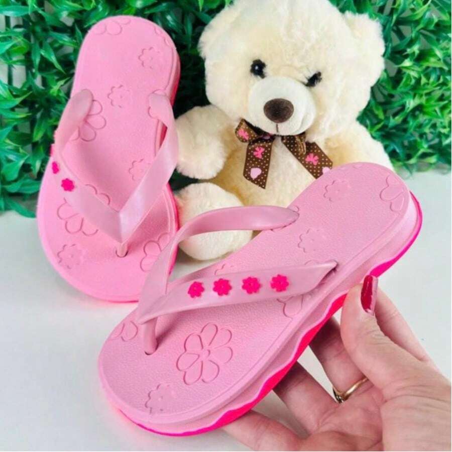 Girls' Flower Flip Flops 25 To 32 New Release - Baby Pink - View 1