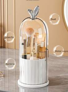 Covered Rotatable Slouchy Susan Makeup Tool Storage Box - 360° Rotating Dust-Proof Cosmetics Stand, Multi-Functional Desktop Organizer Pencil Holder, Dormitory Vanity Bathroom Office Home Decor Display Stand,For Holiday Beach, Bathroom Collection, Bedroom Collection, Large Capacity - Multicolor - View 7