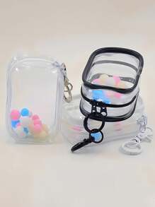 1pc Mini Clear Travel Storage Bag - Portable Organizer For Dolls With Keychain, Earphones, Cables, Lipsticks, Keys, Small Accessories With Zipper Closure, Non-Painted Edges, And No Print Design, Perfect For Travel And Daily Use Travel Essentials Travel Accessories Travel Must Haves - Multicolor - View 4