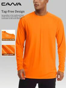 Cavva Men's Summer UPF 50+ Sun Protection Long Sleeve Shirt Spring Quick-Dry Lightweight Breathable Soft Outdoor Hiking Running Fishing Tops - Orange - View 2