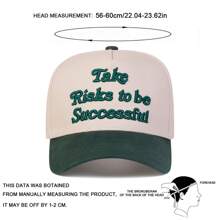 1Piece Men Take Risks To Be Successful Letter Embroidered Baseball Cap Outdoor Adjustable Sunscreen Leisure Hat Spring Autumn Travel Tourism Beach Vacation - Green - View 2