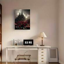 1pc Halloween Rose Blood Canvas Painting With Wooden Frame, Ideal For Homes, Bedrooms - Multicolor - View 5