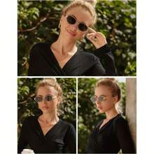 2 peças Óculos de Moda Feminina com Lentes PC em Formato Oval - Estilo Y2K, Adequado para Praia, Férias e Uso Casual, Verão, Praia, Ao Ar Livre, Viagem