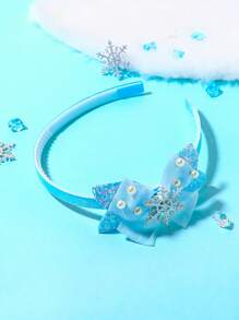 1pc Blue Icy Princess Sparkling Snowflake Headband, Cartoon Character Cosplay Party Hair Accessories