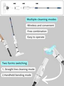 迷你多功能无绳吸尘器，迷你家用车载吸尘器，手持式轻便无袋吸尘器，可手持，可用棍子推动，适用于地板、宠物毛发和硬地板，厨房浴室清洁刷清洁剂 - 彩色 - 查看 6