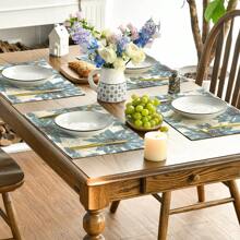 1pc/1set Sunflower Pattern Linen Placemats, Tablecloth And Table Runner Set, 12"X18"/13"X72" Seasonal Kitchen Dining Table Decor, Party & Home Decoration - Multicolor - View 4