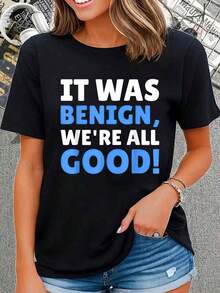 Funny Benign Tumor Tees,Fashion Casual T-Shirt , Short Sleeve Crew Neck Shirt,Cotton Top For Women