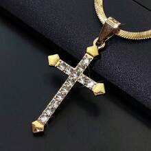 1-2pcs Cross/Star/Gold Stainless Steel Necklace, Personalized Design High-End Accessory, Suitable For Daily Wear, Music Festivals, Holidays And Gifts