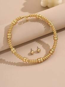3pcs/Set Minimalist Geometric Earrings & Necklace Set For Women