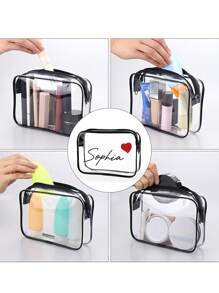 [Customized Name]Personalized Transparent Cosmetic Bag, PVC Cosmetic Bag Customization, Beach Bag, Vacation Bag, Beach Wedding Gift, PVC Transparent Cosmetic Bag, Toiletry Bag, Bridesmaid Gift, Summer Vacation, Bachelorette Party, Travel Essential - Multicolor - View 5