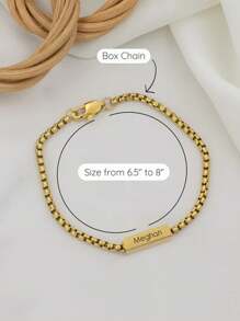 男士定制名字手链，防水银质雕刻手链，适合男士，送给爸爸的礼物，送给男朋友的圣诞礼物，盒链手链