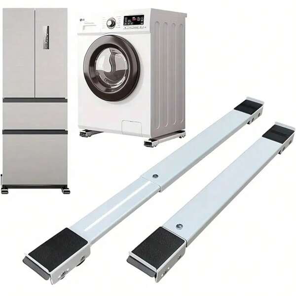 Heavy Duty Steel Rolling Appliance Cart With Brakes - Expandable, Suitable For Washing Machines, Dryers, And Refrigerators - Easy To Maneuver, Floor Protection And Cleaning Convenient
