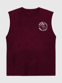 Men's Casual Letter & Skull Print Sleeveless Tank Top