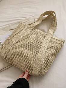 女士大容量草编度假沙滩包、编织流苏单肩手提钱包、休闲时尚旅行包、波西米亚风便携折叠收纳手提包、度假必备品、完美搭配女士沙滩配饰、女士最热沙滩包、沙滩必需品、沙滩必备品、沙滩用品及夏季必备品、最新款度假包 - 白色 - 查看 6