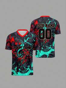 2025 Summer & Autumn Custom Your Own Jersey, Breathable Quick-Dry 210g Spring/Summer Unisex Sports Team Club Training V-Neck Football Shirt With Front & Back Printed Name, Number, Logo, Comfortable Fit For Daily, Casual, Party - Multicolor - View 9