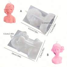 1pc 3D Candle Silicone Mold, Closed Eyes Girl And Blindfolded Girl Mold For DIY Jewelry, Gypsum Statue, Aromatherapy Candle, Resin Casting, Home Decor