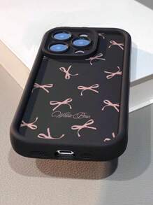 Minimalist Bow Carve Design Black Painted Soft Protective Phone Case Cover Compatible With IPhone 16/15/XR/16 Pro Max 7P 8P P12 Pro Max P13 Pro Max P14 Pro Max P13 P14 P11 P12 P14, XS/S/XS Max/7 8 S2 A03S A03 Core A04 A12 A13 A14 A21S A22 A23 A24 A32 A33 A34 A5 A51 A52 A53 A54, Cute & Fashionable Thick