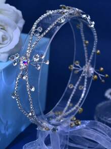 1 Stück silberfarbener Legierung irisierender Kristall Blumen-Design Braut Hochzeit Taillengürtel, passend für bohemian luxuriöse vintage Strass-verzierte Taillengürtel Dekoration