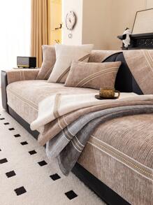 1pc Chenille Sofa Cushion Cover, Simplistic & Modern Style Pet Friendly, Anti-Dirty & Anti-Slip Sofa Protector, Scratch Resistant For Couch, L-Shaped Combination Sofa And 1/2/3/4 Seat Sofa, Year-Round Use - Khaki - View 1