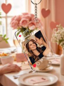 1pc Custom Couple Photo And Text Keychain, Custom Mom Picture Keychain, Personalized Photo Keychain With Text, Custom Couple Photo Gift, Personalized Acrylic Keychain, Personalized Picture Keychain With Text, Boyfriend Girlfriend For Anniversaries Special Occasions Valentine's Day, Memorial Gift Birthday Gift Women's Day Wedding Gift Gift For Her/ Him/ Mom/ Dad/ Wife/ Husband/ Friend