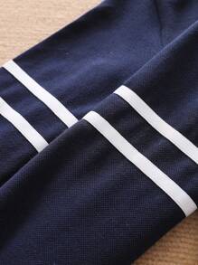 Camiseta com Gola Polo para Meninos Pequenos, Top Manga Longa Ajuste Solto, Top Casual e Estiloso, Estilo Britânico, Novos Lançamentos de Primavera