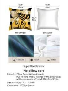 4pcs Sunflower & Bee Themed Pillow Covers, 17.7*17.7 Inch (Without Fillings), Fabric Home Decor Sofa Cushion Cover, For Home, Living Room, Holiday Decoration