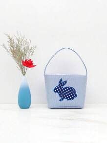 1pc Cute And Fresh Easter Bunny Basket Easter Egg Hunts,Easter Gift Goodie Bags,Easter Party Give Gifts Favor Supplies,Birthday Gift Valentine's Day Gift - Multicolor - View 4