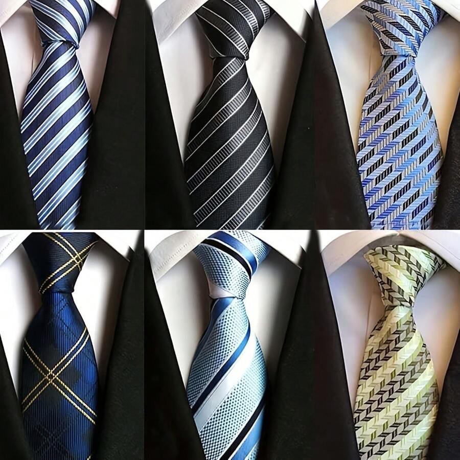 WeiShang Lot 6 PCS Classic Men's Tie Necktie Woven JACQUARD Neck Ties - Phong cách - Xem 1