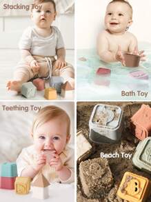 Baby Silicone Stacking Cups Set Of 8, Early Educational Baby Stackable Blocks, Silicone Toddler Stackable Toy