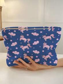 1 sztuka, śliczna kosmetyczka w kształcie jednorożca, duża kosmetyczka, wielofunkcyjna kosmetyczka z zamkiem błyskawicznym, kosmetyczka podróżna, kosmetyczka, prezent, przyjaciółka, dziewczyna, studentka, przechowywanie i przechowywanie biżuterii, wakacje/podróż