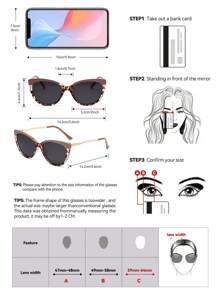 Polarized Sunglasses For Men & Women, Retro Cat-Eye Frame, Leopard Print, Bohemian Style Plastic Fashion Glasses, Classic Design For Outdoor Sports, Cycling, Travel, Beach, Driving, Fishing, UV Protection Fashionable Shade Elegant Outfit Family Outings Travel Vacation Holiday For Summer Beach Vacation,Outdoor,Travel - 黑色 - 查看 4