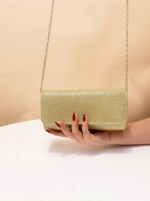 绿色圣诞节快乐节日礼品袋小信封手拿包彩色经典时尚手提包宴会晚宴包闪亮闪光金属链条斜挎包