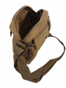 男士帆布斜挎包：带有多个口袋的时尚单肩包 - 非常适合户外旅行！