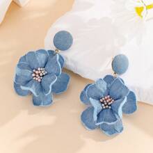 1 Pair Vintage Fabric Camellia Elegant Daily Commute Earrings