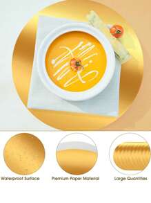 Gold Color Paper Placemats, 13-Inch Metallic Gold/Silver Disposable Placemat For Dining Table, Party, Wedding, Dinner